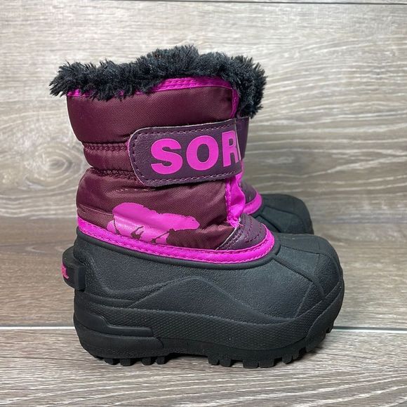 Sorel Snow Commander Warm Waterproof Purple Toddler Size 6 Fur Lined Winter Boot - Picture 1 of 11